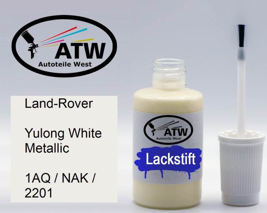 Land-Rover, Yulong White Metallic, 1AQ / NAK / 2201: 20ml Lackstift, von ATW Autoteile West.